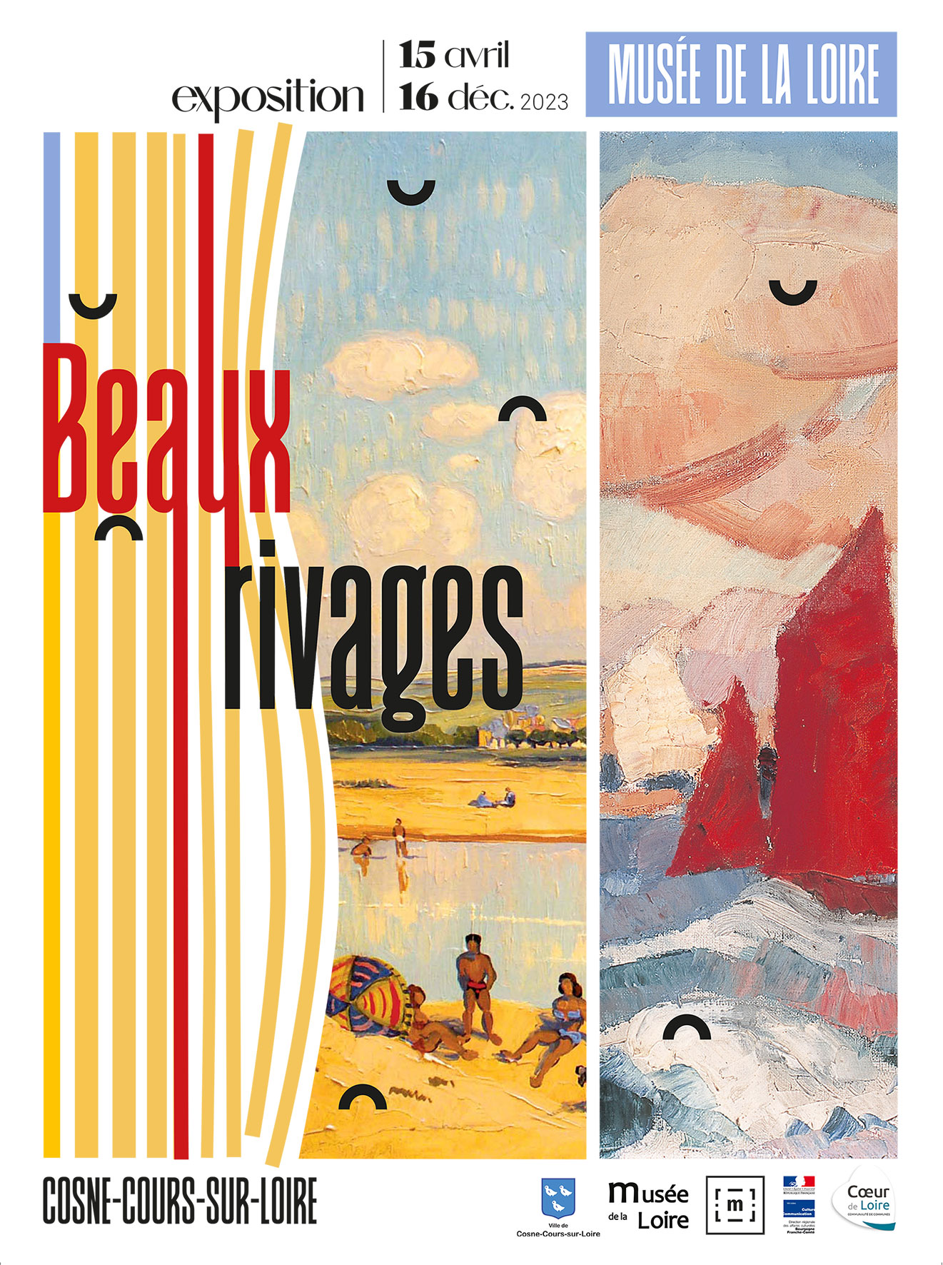 Affiche exposition Beaux Rivages – graphisme estival inspiré des ondes